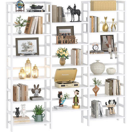 Homykic 6ft Tall Triple Wide Bamboo Bookshelf with 17 Open Shelves - Stylish Storage Solution for Home and Office Homykic