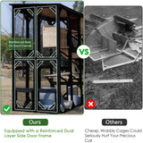 Catio Outdoor Cat Enclosure Wooden Cat House for Mulitiple Cats Walk-in Cage Window Acess with Heavy Duty Weather-Proof Asphalt Roof nicedday