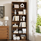 JAMFLY Open Bookshelf and Bookcase, 6 Shelf Storage Tall Bookcase for Bedroom, Living Room and Office, Vintage Brown JAMFLY