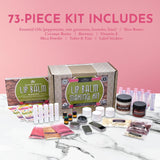 DIY Gift Kits 73-Piece DIY Lip Balm Kit - Lime & Rose Flavors - Lip Balm Kit with Shea Butter, Beeswax & Essential Oils - Make 23 Balms - Gift for Her, Kids & Adults DIY Gift Kits
