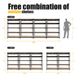 PrimeZone 48" W x 18" D x 72" H Garage Shelving Heavy Duty - Adjustable Metal Storage Shelves, 5 Tier Industrial Shelving Unit, Utility Shelf Rack for Basement, Warehouse, Pantry, Closet, Black PrimeZone