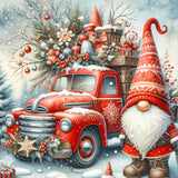 Christmas Truck Diamond Art Kits for Adults - Christmas Gnome Diamond Painting Kits for Adults, 5D Round Full Drill DIY Gem Art Paint by Diamonds 14x14 inch Axquilon
