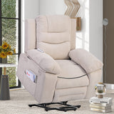 Massage Recliner,Power Lift Chair for Elderly with Adjustable Massage and Heating Function,Recliner Chair with Infinite Position and Side Pocket for Living Room,Beige Merax