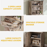 DWVO Farmhouse Storage Cabinet, Small Bathroom Storage Cabinet with Doors and Shelves, 58" Tall Multi-Functional Accent Cabinet for Dining Room, 58" H x23.6 W, Washed Grey DWVO