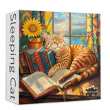 Cat Puzzles for Adults 1000 Pieces and up, PICKFORU Animal Jigsaw Puzzles Collection Funny Sleep Kitty, Book Puzzle for Cat Lovers PICKFORU