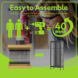 UNICOLY Glass Display Cabinet 4-Tier, Display Cabinet with Glass Doors, Curio Display Cabinet with Tempered Glass Doors,Metal Storage Cabinets for Living Room, Plant, Assembly Required, Black UNICOLY