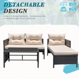 Greesum 3 Piece Patio Furniture Set Outdoor Wicker Rattan Sectional Sofa with Cushions & Coffee Table for Yard, Garden, Porch, Poolside, Light Beige Greesum