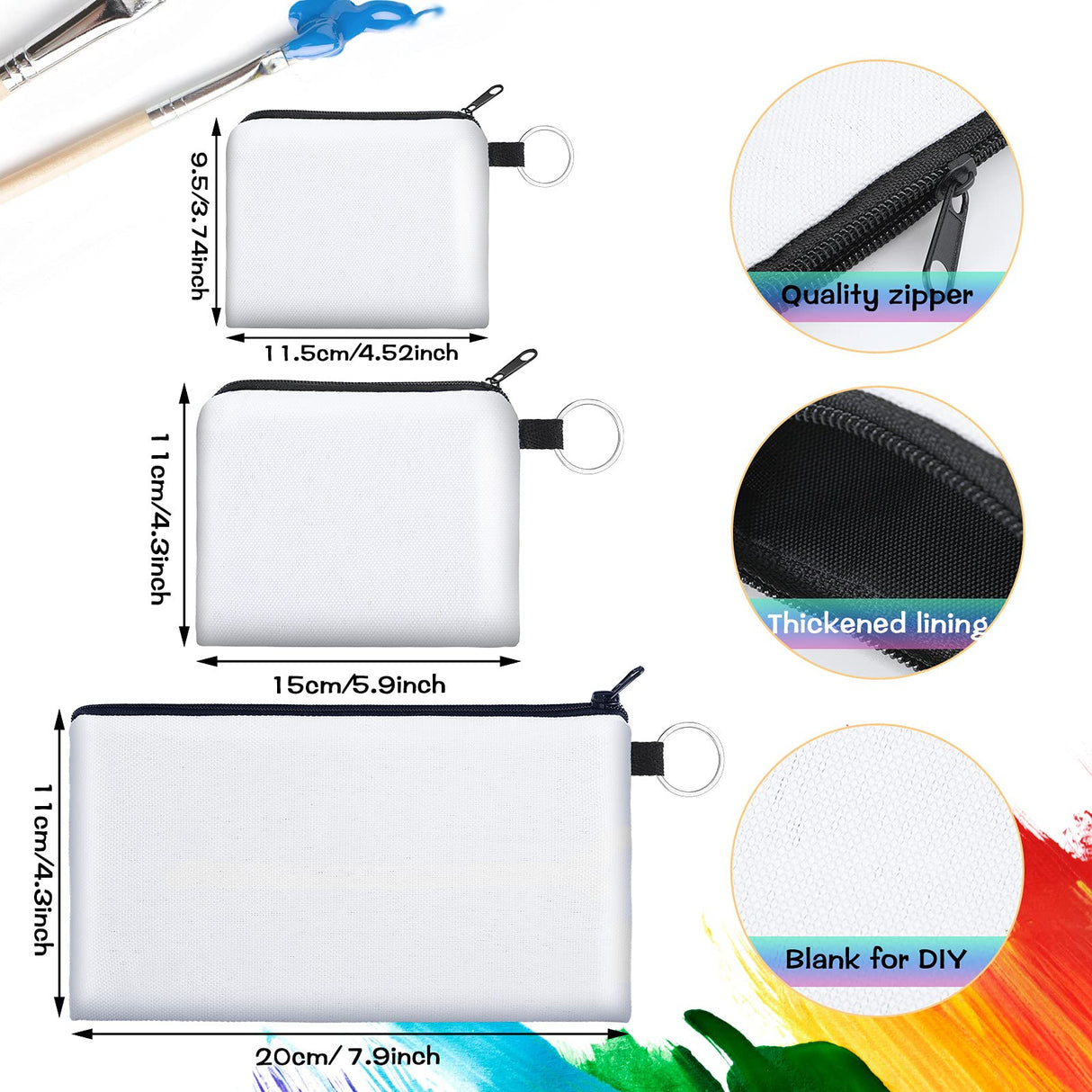 Frienda 10 Pieces Sublimation Coin Purse DIY Blank Cosmetic Pouch Graduation Small Cute Coin Purse Heat Transfer Cosmetic Canvas Bag with Zipper for Ladies Kids Frienda