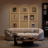 Rattan Room Divider with Built-in Bookshelf | Foldable Privacy Screen & Portable Partition for Home Office, Bedroom, Reading Nook | Wooden Frame, Freestanding Design (Natural-Rattan) Svimi