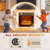 HOMCOM 26" Electric Fireplace with Mantel Surround, 1400W Replaceable Fireplace Insert Heater with Realistic Log and Flame Effect, Remote, Freestanding Fireplace Heater for Living Room, White HOMCOM