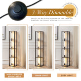 FENLO Fancy - 64" Display Shelf with Lights, LED Shelf Floor Lamps for Living Room, Sturdy Corner Shelf Curio Cabinet Display, Tall Floor Lamps with FENLO