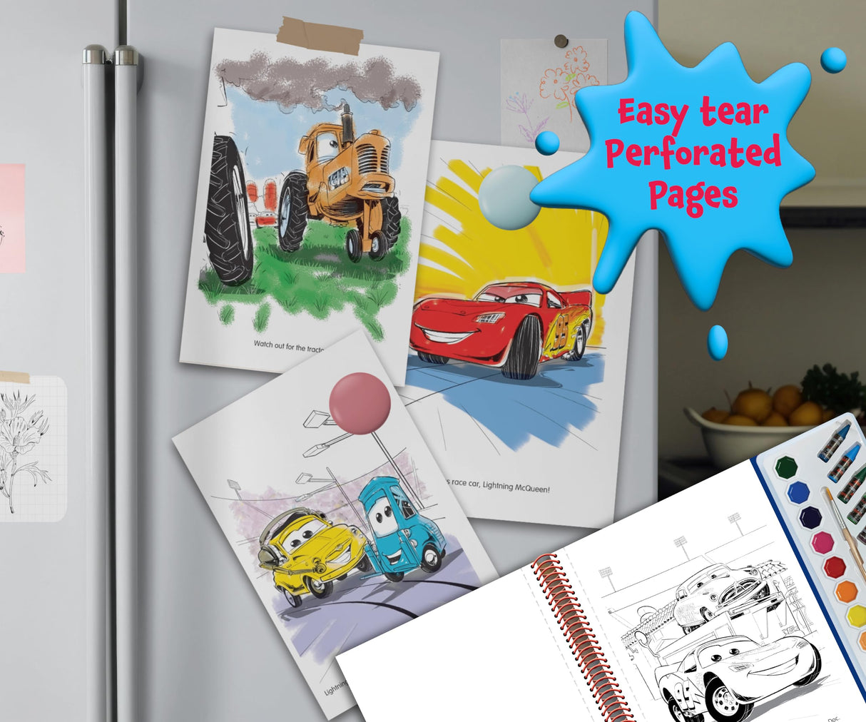 Disney / Pixar Cars Deluxe Poster Paint & Color - Coloring Book for kids, 80 illustrations, 10 watercolor paints, 12 crayons, 1 paint brush Phidal