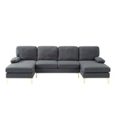 OMMGG 107.9” U Shaped Sectional Sofa with Double Extra Wide Chaise, Seat Cushions & Removable Back, for Living Room, Office, Apartment OMMGG
