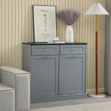 GAZHOME Double Tilt Out Trash Cabinet with Charging Station, Upgrade Wooden Trash Cabinet with Outlet,Recycling Cabinet with Hideaway Drawer,20 Gallon Tilt Out Trash Cabinet (Grey) GAZHOME