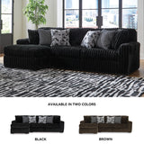 Signature Design by Ashley Midnight-Madness Contemporary L-Shaped 2-Piece Sectional Sofa with Chaise for Living Room, Black Signature Design by Ashley