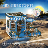 DIY Miniature House Kit, 3D Wooden Puzzle Seaside Coffee Shop with LED Lights, Book Nook Insert, Bookshelf Decor, DIY Dollhouse Craft Kit for Adults and Teens, Creative Gift Idea MOSTCLOUD