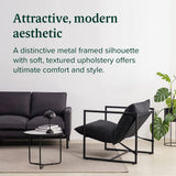 ZINUS Aidan Sling Accent Chair, Metal Framed Armchair with Shredded Foam Cushioning, Black ZINUS