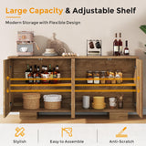 Condemo Sideboard Buffet Cabinet with Storage, Farmhouse Coffee Bar Cabinet with 4 Doors & Adjustable Shelves for Living Room, Kitchen, Hallway, Oak Condemo