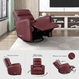 Lexicon Swivel Glider Recliner Chair, Comfy Nursery Glider, Faux Leather Recliner, Manual Reclining Chair for Living Room/Office/Apartment, Red Lexicon