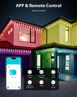 Fussion Permanent Outdoor Lights for House 200ft, IP68 Waterproof Outside Lights with 4 Control Methods, Smart RGB Eaves Lighting for Christmas All Holiday Decorations Fussion