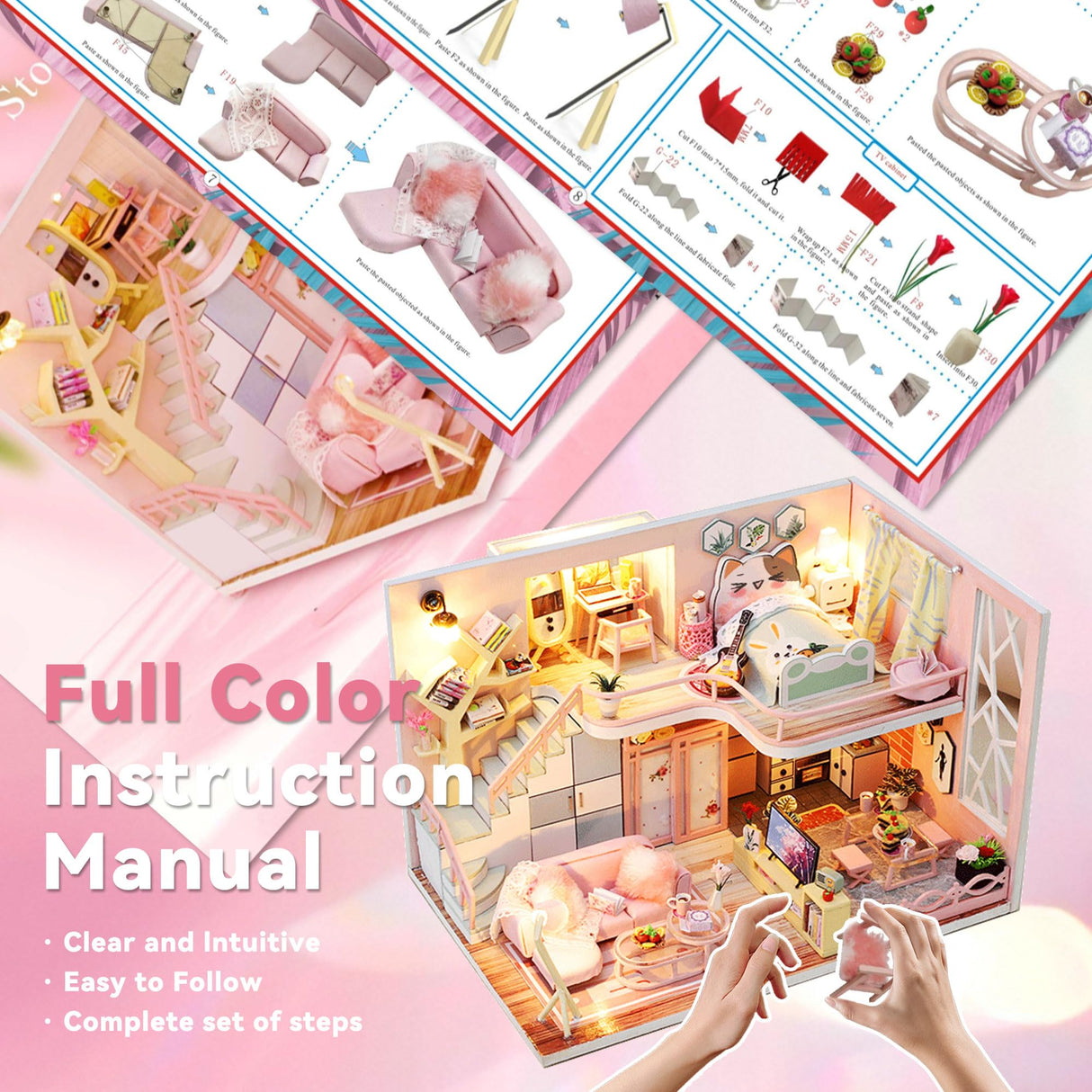 Flever Dollhouse Miniature DIY House Kit Creative Room with Furniture for Romantic Valentine's Gift (Blossom Stories) Flever
