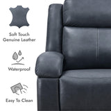 Watson & Whitely Oversized Genuine Leather Power Recliner Chairs for Big and Tall, Wall Hugger Recliner with Power Headrest & Charging Ports, Extra Large Reclining Chair for Living Room, Navy Blue Watson & Whitely