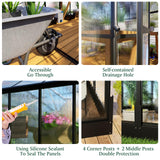 HOWE 8x12x7.5 FT Polycarbonate Greenhouse Double Swing Doors 4 Vents 5.2FT Added Wall Height, Walk-in Large Aluminum Greenhouse Winter Sunroom Greenhouse for Outdoors, Black HOWE