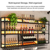 Wine Rack Wall Mounted Bar Shelves with Hanging Wine Glass Rack Liquor Bottle Display Shelf with LED Light Floating Bar Shelves Whiskey Shelf Kitchen Wall Cabinet for Home Bar Dining Room Cafe(Color:G JOSIAHCQ