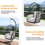 DWVO Wicker Swing Egg Chair 300lbs Capacity - Foldable Hanging Hammock with Cushions & Stand, Indoor/Outdoor Patio Swing Chair for Bedroom, Garden, Balcony (Grey) DWVO