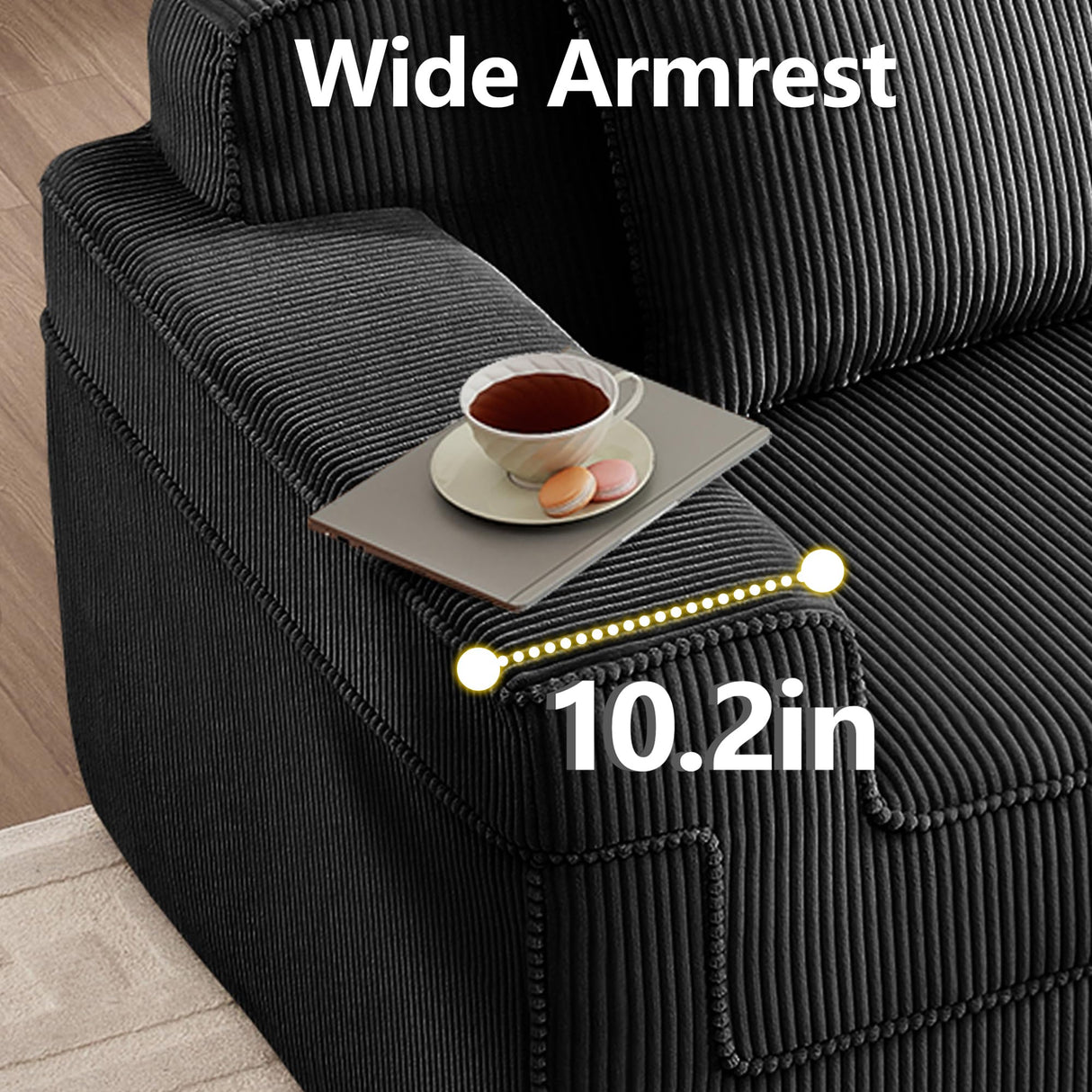 81.1" Modular Loveseat Sofa,Boneless Sectional Couch,Deep Seat Comfy Cloud Couch Sofa for Living Room Bedroom,No Assembly Required,Corduroy HUMEHA