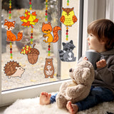 Winlyn 28 Sets Woodland Creatures Suncatchers Ornaments Decorations DIY Window Paint Art Suncatchers Fall Craft Kits Autumn Forest Animals Sun Catchers for Kids Holiday Classroom Activity Art Project Winlyn