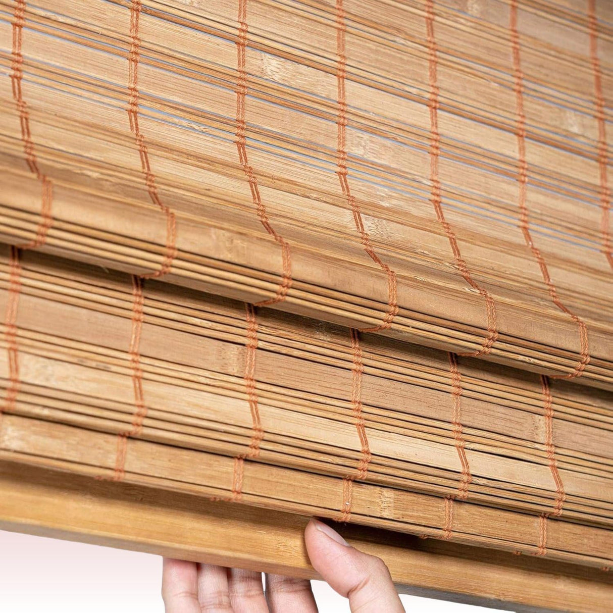 Cordless Natural Woven Wooden Curtains, Cordless Blackout Bamboo Roman Blinds, Natural Woven Wooden Curtains, Lined Bamboo Window Blinds with Excellent Privacy 31" W x 52" H Generic