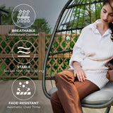 Econohome Hanging Egg Chair with Stand - Indoor/Outdoor Swing Hammock Chair with Plush, Washable Cushions, 350LBS Capacity, Ideal for Relaxation in Bedrooms, Balconies, Gardens, and Patios EconoHome