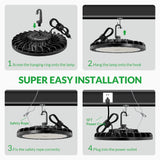 200W UFO LED High Bay Light 2PCS, 28000 LM with US Plug 5ft Cable, 5000K, Commercial Industrial Warehouse Shop Factory Barn Garage Area Lighting Fixture, Non-Dim Flakeeper