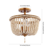 JONATHAN Y JYL9020C Allie 14" 3-Light Bohemian Farmhouse Wood Bead/Iron LED Semi Flush Mount Transitional Rustic Kitchen Hallway Bathroom Bedroom Entryway Foyer, Antique Gold/Light Taupe JONATHAN Y