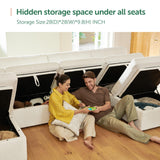 HONBAY Modular Sectional Couch with Storage Seats, L Shaped Sectional Sofa with Storage, Chenille Sectional Couches for Living Room, Beige HONBAY