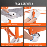 VEVOR Welding Table 36 x 24 -Inch, 600LBS Load Capacity Steel Welding Workbench Table with Wheels, Moveable Work Bench with Double-Layer Storage Board, 5/8-inch Fixture Holes, 11 Hooks VEVOR