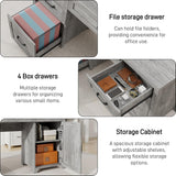 Farmhouse 61'' Executive Desk with 5 Drawers, Rustic Office Desk Computer Desk with Charging Station, File Drawers and Storage Cabinet, Wood Workstation for Home Office and Study,Grey. Vabches