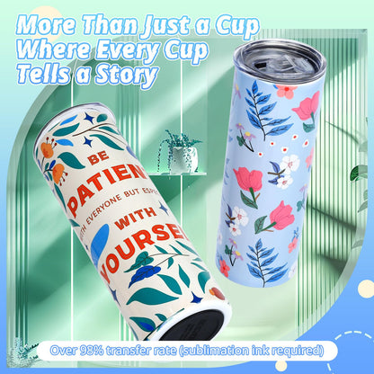 HTVRONT Sublimation Tumblers 4 PCS - 20 OZ Sublimation Tumbler Blanks with Sublimation Paper/Shrink Wrap Films/Heat Tape/Straws/Straw Brush - Sublimation Blanks Products for Gift/DIY Craft