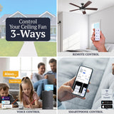 Prominence Home 51649-01 Lorelai Smart Ceiling Fan with Light and Remote, 52, Bronze Prominence Home