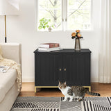 Homhedy Cat Litter Box Enclosure, Litter Box Furniture Hidden with Metal Frame, Cat Washroom Furniture, Cat House, Fit Most of Litter Box, Modern Style, Black and Gold Homhedy