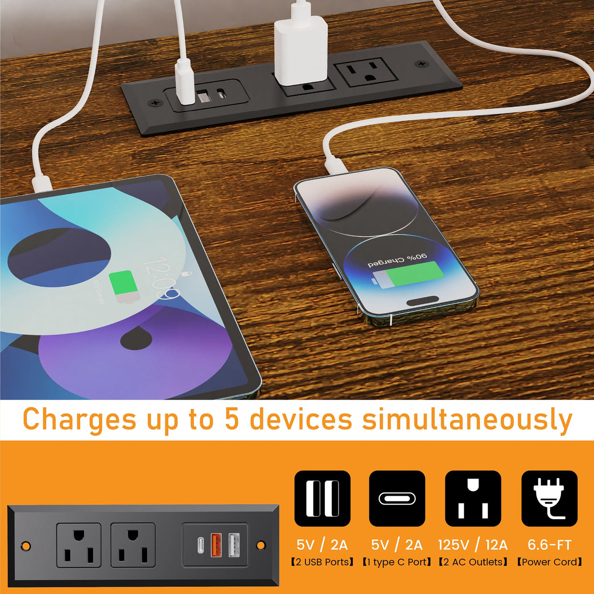 eiskah Dresser for Bedroom, Led Dresser TV Stand with Power Outlets and LED Lights, Long Fabric Dressers Wide Chest of Drawers with Large Organizer for Living Room, Entryway, Hallway,Rustic Brown eiskah