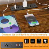 eiskah Dresser for Bedroom, Led Dresser TV Stand with Power Outlets and LED Lights, Long Fabric Dressers Wide Chest of Drawers with Large Organizer for Living Room, Entryway, Hallway,Rustic Brown eiskah