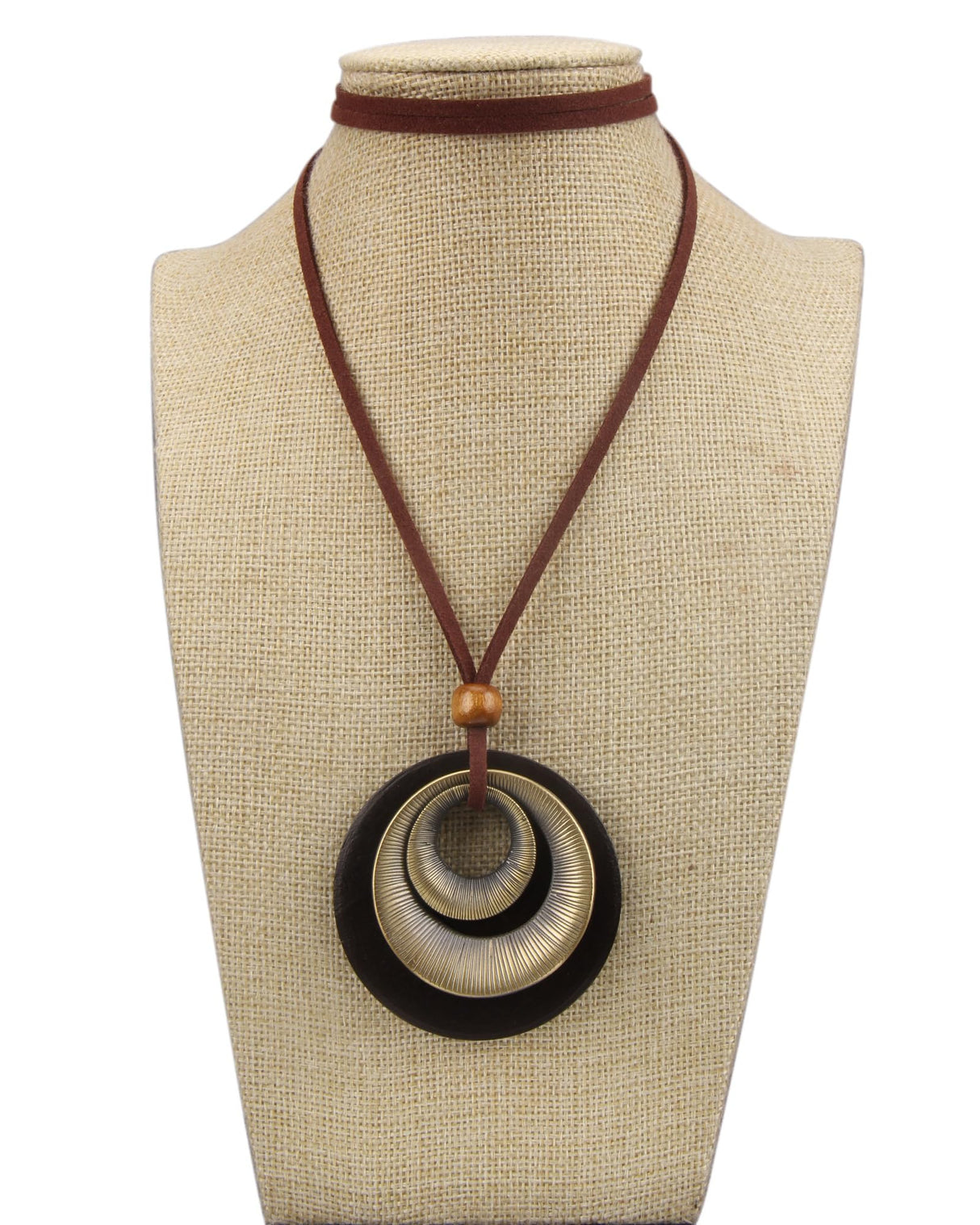 Bjesinmo Wooden Necklaces for Women Long Brown Necklaces Boho Pendant Necklace for Women Ethnic Style Wood Jewelry Necklace Bjesinmo