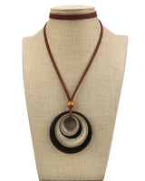 Bjesinmo Wooden Necklaces for Women Long Brown Necklaces Boho Pendant Necklace for Women Ethnic Style Wood Jewelry Necklace Bjesinmo