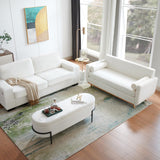 63" W Loveseat Sofa,White Boucle Couch with LED Lights and USB Ports Modern Fluffy Love Seat Couches 2 Seater Comfy All-Wood Washable Covers Sofa Furniture for Bedroom Living Room Small Space Office FiveWillowise