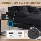 LIFEISLE 104" Sectional Couches for Living Room Modular Sofa with Double Chaise U Shaped Sofa Set with Intelligent Light for Home Furniture, Black LIFEISLE