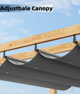 GarveeLife 10 x 13 Ft Wood-Grain Aluminum Pergola Outdoor Pergola with Retractable Canopy Sun Shade Shelter for Garden, Patio, Backyard, Deck - Gray GarveeLife