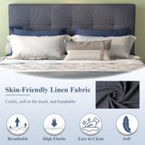 civama Full Bed with Trundle, Upholstered Full Over Twin Pull Out Platform Bed with Soft Linen Headboard & Wooden Slat Support for Bedroom Apartment, No Box Spring Needed, Grey civama