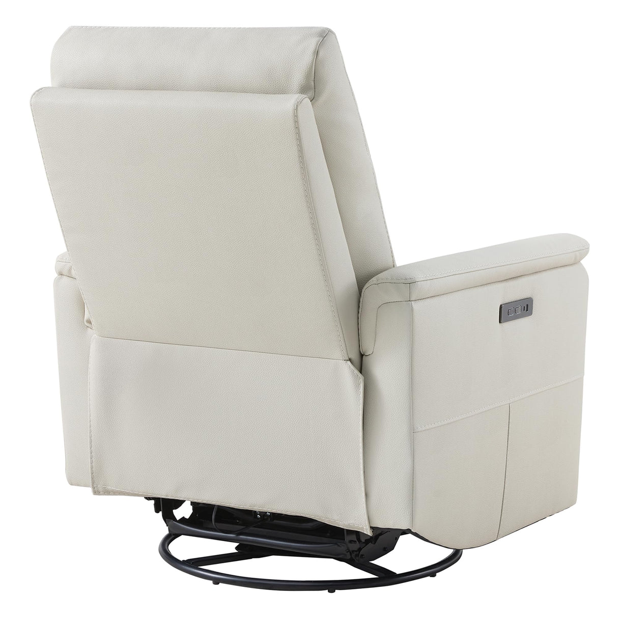 Watson & Whitely Genuine Leather Power Recliner Chairs W Power Headrest for Adults, Swivel Glider Recliner Chair W Charging Ports for Living Room, Light Grey Watson & Whitely